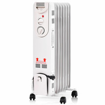 1500W Electric Oil Filled Radiator Space Heater 5-Fin Thermostat Room Radiant - £103.10 GBP