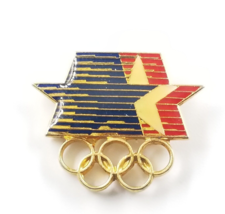 1984 Los Angeles Summer Olympics Stars In Motion Olympic Rings Pin Souvenir VTG - $9.99