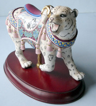 Lenox Carousel Snow Leopard Hand Painted Porcelain Figurine Wood Base 847998 New - £141.14 GBP