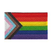 PROGRESS PRIDE FLAG IRON ON PATCH 3&quot; Embroidered Applique Rainbow Pride ... - $4.95