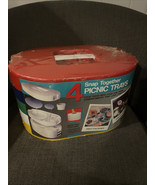 Vintage Berg Snap Together Stackable Picnic Trays Multi Color New Sealed... - $49.49