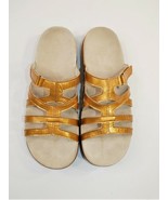 Spenco Roman Vegan Leather Gold Strappy Slide On Sandals Womens Size 9 - £27.39 GBP