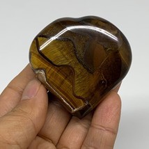 89.9g, 2.2&quot;x2.1&quot;x0.8&quot;, Tiger&#39;s Eye Heart Polished Healing Crystal @India, B33868 - £21.01 GBP