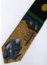 Rhino Mammal Animal BLACK NIGHT Necktie - $19.99