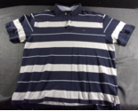 DISCONTINUED TOMMY HILFIGER BLUE AND WHITE STRIPED SHORT SLEEVE POLO SHI... - $23.48