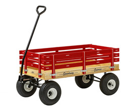HEAVY DUTY RED WAGON 40x22 Bed Solid Steel Quality Cart Made in the USA - £287.70 GBP