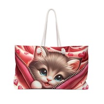 Weekender Bag, Cute Cat, Brown Tabby, Valentines Day, Large Weekender Bag, Beach - £39.08 GBP