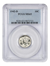 1942-D 10C PCGS MS65 - $50.93