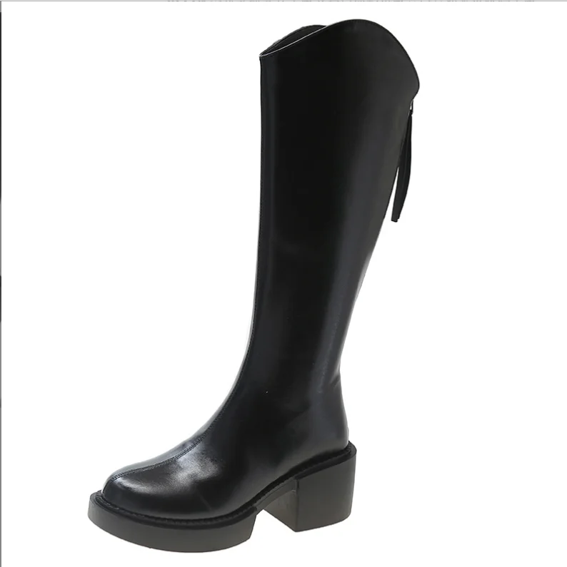 2024 Autumn  Heels Knee High Women Martin Boots Zip  Gladiator Motorcycle Shoes  - £221.58 GBP