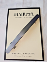 The Hair Edit Gunmetal Metallic Barrett Black Brushed Baguette New - $10.22