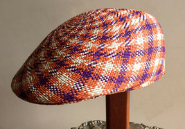 Flat Cap orange/purple for Men Woman Panama hat Straw hat Ecuador - $99.00