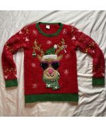 Holiday Time Ugly Christmas Sweater XXL (14-16) Red Fuzzy Pullover Sparkly - €12,00 EUR