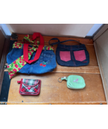 Lot of Cute Denim Small Purses and Green Leather Princess &amp; Red White Pl... - £11.68 GBP