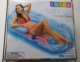 Intex King Kool Lounge Floating Swimming Pool Lounger Blue Headrest &amp; Cupholder - £11.87 GBP