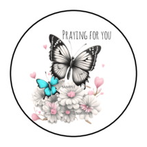 30 PRAYING FOR YOU ENVELOPE SEALS STICKERS LABELS TAGS 1.5&quot; ROUND BUTTER... - $7.49