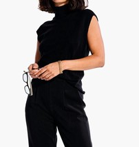 Nic + Zoe sleeveless turtleneck sweater tee in Black Onyx - size L__NA - $75.24