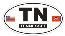 TN Tennessee Oval Bumper Sticker or Helmet Sticker D772 Euro Oval with Flags - £1.03 GBP+