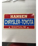 Vintage Plastic License Plate Insert Advertising Dealer HANSEN GRAND FOR... - $40.67 CAD