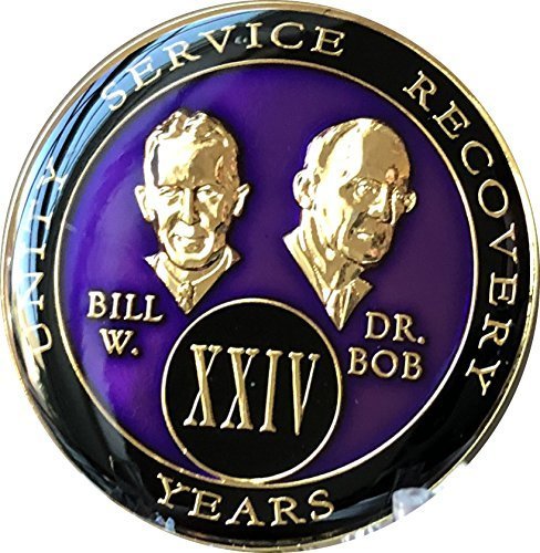 24 year AA Medallion Purple Tri-Plate Founders Bill & Bob Chip XXIV