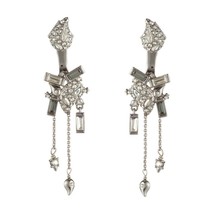 Alexis Bittar Silver Rhodium Crystal Paisley Jacket Triple Drop Earrings NWOT - $148.01