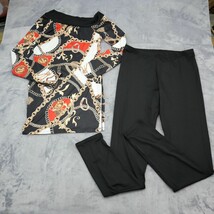 Chicme 2 Piece Set Womens L Multicolor Shirt Quarter Sleeve Elastic Wais... - $19.68