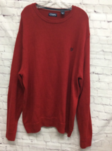 Chaps Mens Pullover Sweater Red Scoop Neck Long Sleeve Ribbed 100% Cotton XXL - £5.00 GBP