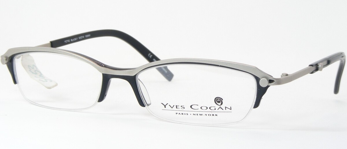 Vintage Yves Cogan YC742 Blk/ SLV Noir/Argent Rare Unique Lunettes 53-16... - $135.47