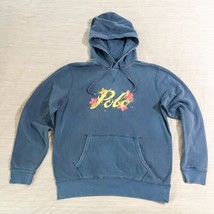 Polo Ralph Lauren BLUE PAINTED FLORAL SCRIPT LOGO Hoodie Sweatshirt Sz 2... - $105.46