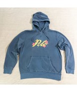 Polo Ralph Lauren BLUE PAINTED FLORAL SCRIPT LOGO Hoodie Sweatshirt Sz 2... - $105.46