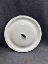 Vtg Enamelware Graniteware Stock Stew Pot Boiling Pan White Black LID ON... - £4.74 GBP