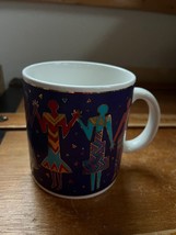 Vintage Laurel Burch Purple &amp; White Dancing Women Ceramic Coffee Cup Mug – 3 and - £11.90 GBP