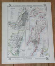 1921 Map Of Mumbai Bombay Madras Calcutta Hong Kong Cyprus Jerusalem Beijing - £21.98 GBP