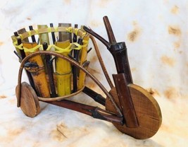 Handmade Handcrafted wooden bike with large basket Home Decor Trinket Ho... - $24.40