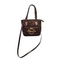 Iceberg Shiny Brown Snakeskin Leather Top Handles Small Handbag Shoulder... - $153.45