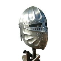 RAHMAN INSTRUMENT 16 guage Crusader knight Helmet SCA Medieval Helmet Reenactmen - £226.70 GBP