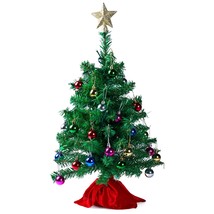 24&quot; Mini Christmas Tree Tabletop Set With Clear Led Lights, Artificial M... - £35.47 GBP