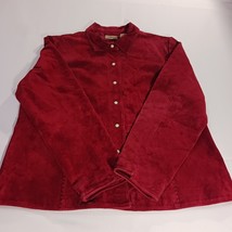 Ruff Hewn Women's XL Red Suede Genuine Leather Jacket Collared Pearl Snap Button image 15