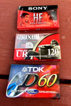 Maxell UR120, Sony HF90 TDK D60  Blank Audio Cassette Tapes Sealed New Lot of 3 - £12.40 GBP