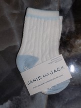 Janie and Jack White/Blue Cable Knit Ribbed Crew Socks Size 0/3 Months B... - £5.74 GBP