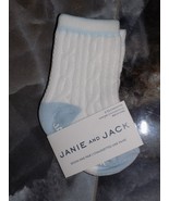 Janie and Jack White/Blue Cable Knit Ribbed Crew Socks Size 0/3 Months B... - £5.72 GBP