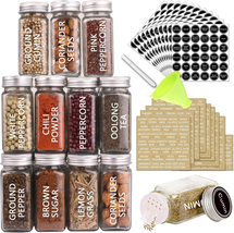 36 Glass Spice Jars with 703 Spice Labels, Empty Square Spice Bottles 4 Oz - $37.35
