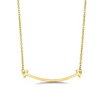 Sterling Silver Double T Curved Bar Necklace - Gold Plated - £26.66 GBP