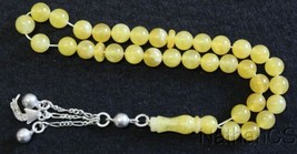 Prayer Worry Beads Tesbih Komboloi Yellow Jade And Sterling Silver Complete - £106.58 GBP