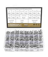 542 Pcs Phillips Pan Head Self-Tapping Screws Kit, 304 Stainless Steel, ... - $29.76