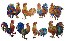 8pcs Rooster Chicken Diamond Jewel Art for Refrigerator Magnetic COMPLETED - £20.28 GBP