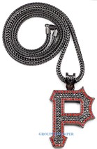  Letter P Pendant 36 Inch Necklace with Crystal Rhinestones Hip Hop Chain  - £27.33 GBP