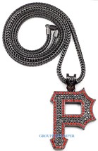  Letter P Pendant 36 Inch Necklace with Crystal Rhinestones Hip Hop Chain  - £27.94 GBP