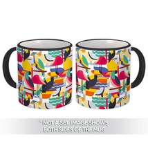 Modern Art Birds : Gift Mug Pattern Parrot Toucan Flamingo Tropical Home Decor - £12.50 GBP+