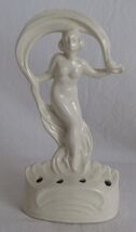 ART DECO NUDE LADY FIGURINE FLOWER FROG PORCELIAN CORONET SCARF DANCER R... - $72.00