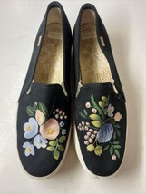 Keds X Rifle Paper Co. Black Floral Beaded Accent Platform Slip on Sneakers 8.5 - £38.59 GBP